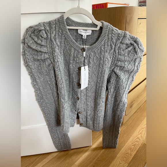Grey Something Navy sweater blouse with puffed shoulders (brand new) - Picture 1 of 4